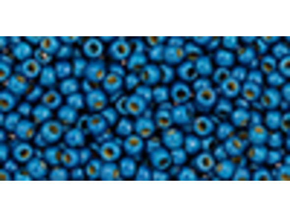 TOHO Glass Seed Bead, Size 11, 2.1mm, Permafinish - Matte Galvanized Turkish Blue (Tube)