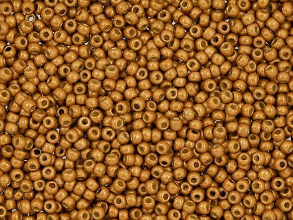 TOHO Glass Seed Bead, Size 11, 2.1mm, Permafinish - Matte Galvanized Old Gold (Tube)