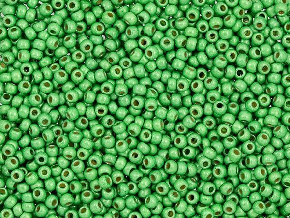 TOHO Glass Seed Bead, Size 11, 2.1mm, Permafinish - Matte Galvanized Green Apple (Tube)