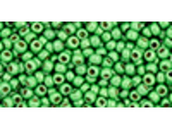 TOHO Glass Seed Bead, Size 11, 2.1mm, Permafinish - Matte Galvanized Green Apple (Tube)