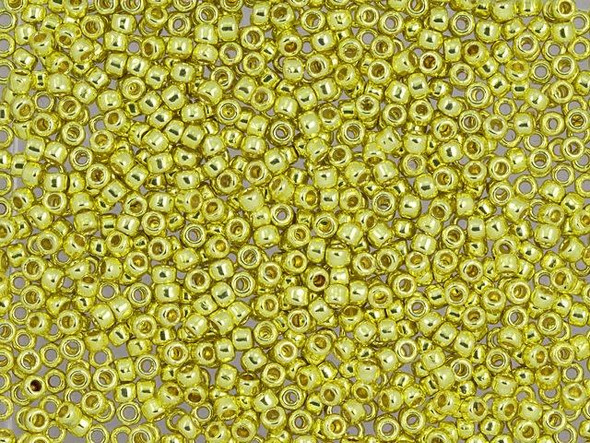 TOHO Glass Seed Bead, Size 11, 2.1mm, Permafinish - Galvanized Lemon Gold (Tube)