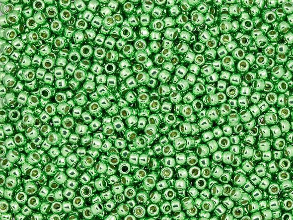 TOHO Glass Seed Bead, Size 11, 2.1mm, Permafinish - Galvanized Green Apple (Tube)