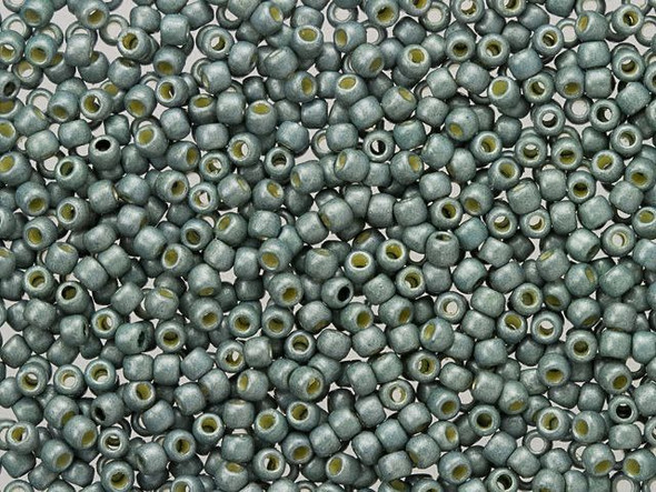 TOHO Glass Seed Bead, Size 11, 2.1mm, PermaFinish - Frosted Galvanized Blue Slate (Tube)