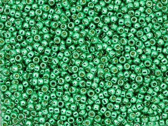 TOHO Glass Seed Bead, Size 11, 2.1mm, Permafinish - Galvanized Spring Green (Tube)