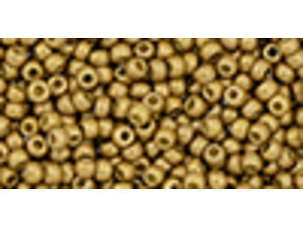 TOHO Glass Seed Bead, Size 11, 2.1mm, Permafinish - Matte Galvanized Golden Fleece (Tube)