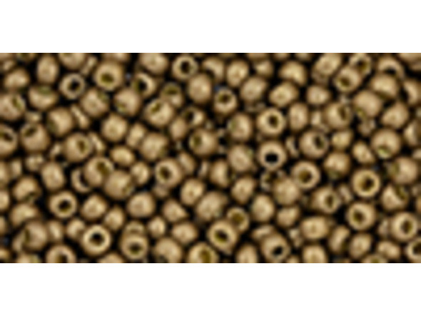 TOHO Glass Seed Bead, Size 11, 2.1mm, PermaFinish - Matte Galvanized Almond (Tube)