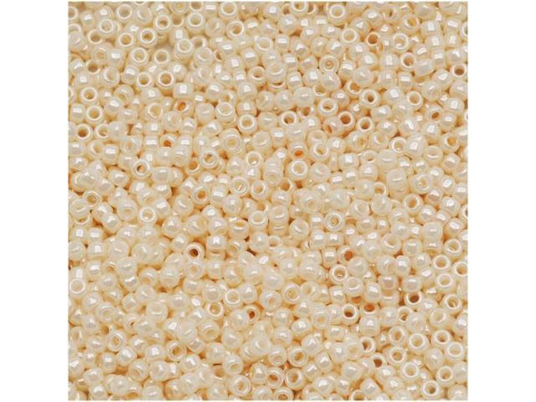 TOHO Glass Seed Bead, Size 15, 1.5mm, Opaque-Lustered Lt Beige (Tube)