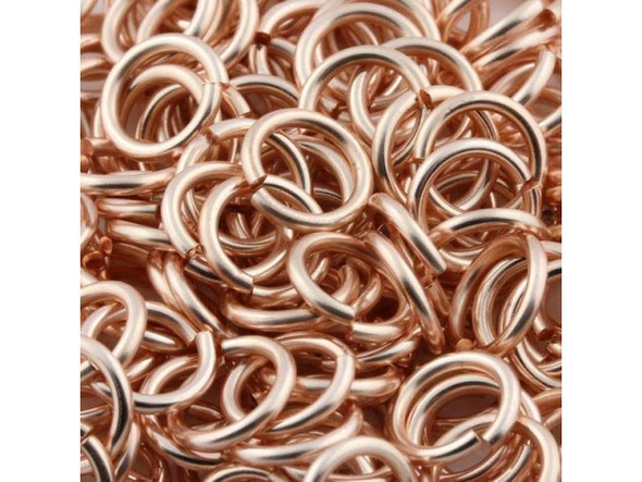 Jump Rings for Chain Maille, Round, Copper, 18ga, 6.6mm OD - Rose Gold Color (ounce)