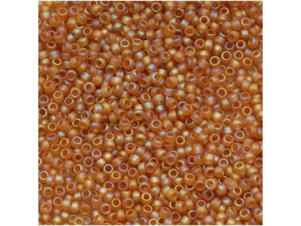 TOHO Glass Seed Bead, Size 15, 1.5mm, Transparent-Rainbow Frosted Dk Topaz (Tube)