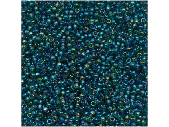 TOHO Glass Seed Bead, Size 15, 1.5mm, Transparent-Rainbow Teal (Tube)