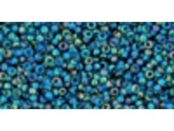 TOHO Glass Seed Bead, Size 15, 1.5mm, Transparent-Rainbow Teal (Tube)