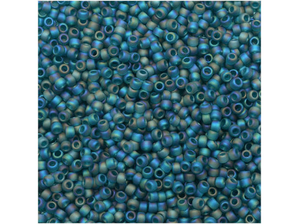 TOHO Glass Seed Bead, Size 15, 1.5mm, Transparent-Rainbow Frosted Teal (Tube)