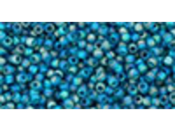TOHO Glass Seed Bead, Size 15, 1.5mm, Transparent-Rainbow Frosted Teal (Tube)