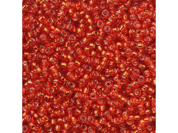 TOHO Glass Seed Bead, Size 15, 1.5mm, Silver-Lined Siam Ruby (Tube)