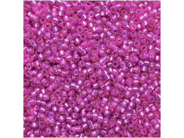 TOHO Glass Seed Bead, Size 15, 1.5mm, Silver-Lined Milky Hot Pink (Tube)