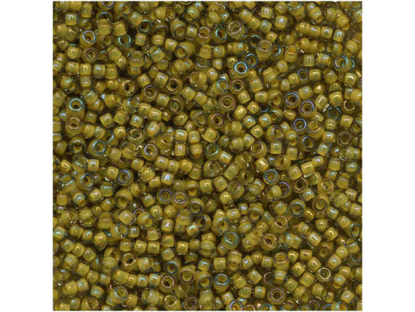 TOHO Glass Seed Bead, Size 15, 1.5mm, Inside-Color Luster Black Diamond/Opaque Yellow-Lined (Tube)