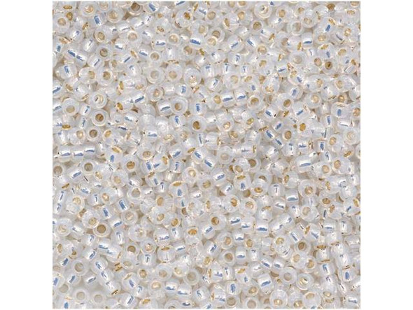 TOHO Glass Seed Bead, Size 15, 1.5mm, Silver-Lined Milky White (Tube)