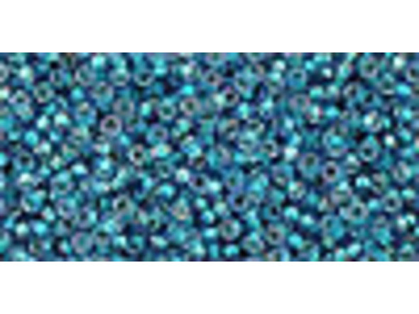 TOHO Glass Seed Bead, Size 15, 1.5mm, Inside-Color Rainbow Crystal/Green Teal-Lined (Tube)
