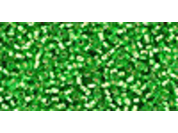 TOHO Glass Seed Bead, Size 15, 1.5mm, Silver-Lined Peridot (Tube)