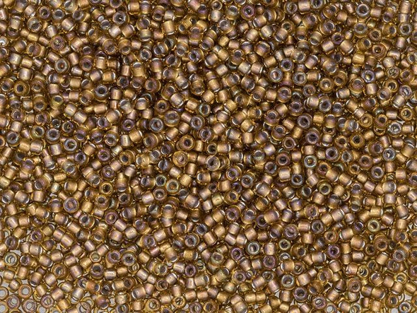 TOHO Glass Seed Bead, Size 15, 1.5mm, Gold-Lined Topaz (Tube)