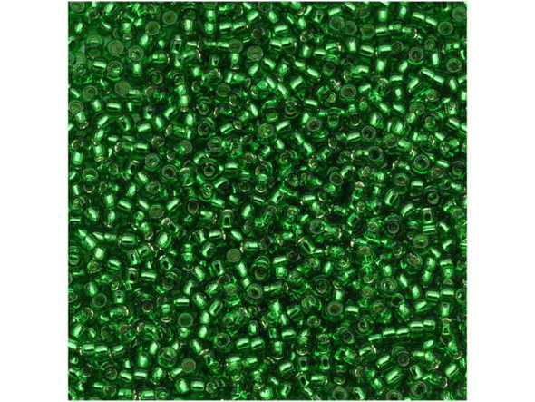 TOHO Glass Seed Bead, Size 15, 1.5mm, Silver-Lined Grass Green (Tube)