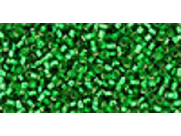 TOHO Glass Seed Bead, Size 15, 1.5mm, Silver-Lined Grass Green (Tube)