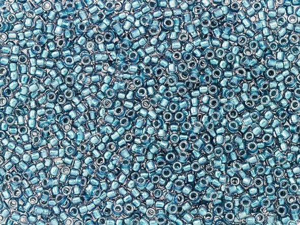 TOHO Glass Seed Bead, Size 15, 1.5mm, Inside-Color Crystal/Metallic Blue-Lined (Tube)