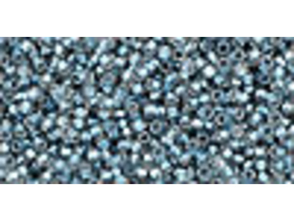 TOHO Glass Seed Bead, Size 15, 1.5mm, Inside-Color Crystal/Metallic Blue-Lined (Tube)