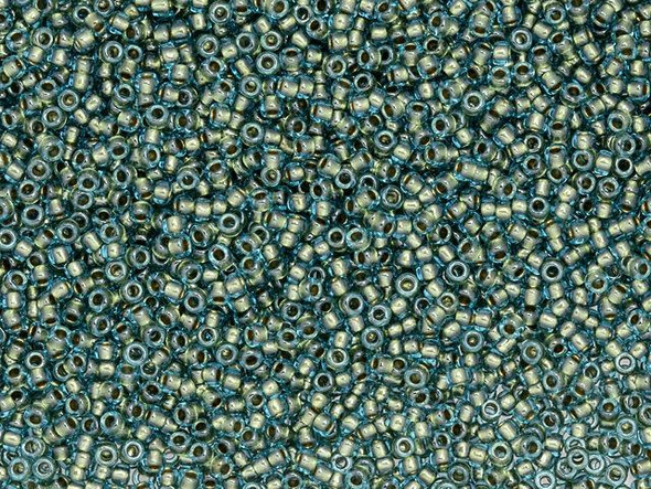 TOHO Glass Seed Bead, Size 15, 1.5mm, Inside-Color Aqua/Gold-Lined (Tube)