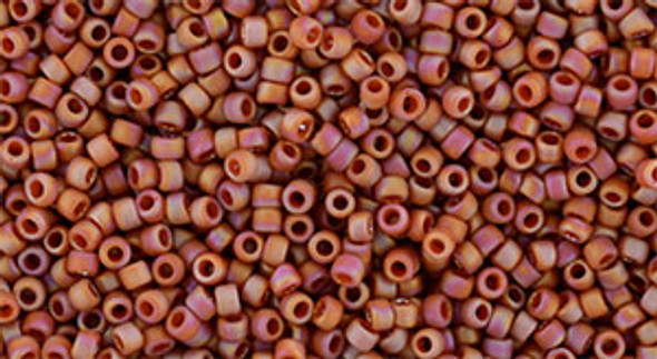 TOHO Glass Seed Bead, Size 15, 1.5mm, Semi Glazed Rainbow - Orange (tube)