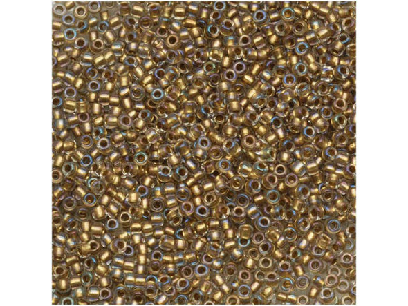 TOHO Glass Seed Bead, Size 15, 1.5mm, Inside-Color Crystal/Gold-Lined (Tube)