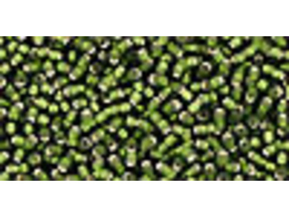 TOHO Glass Seed Bead, Size 15, 1.5mm, Silver-Lined Frosted Olive (Tube)