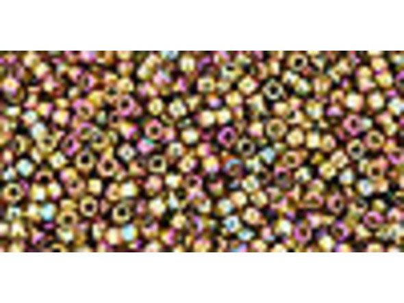 TOHO Glass Seed Bead, Size 15, 1.5mm, Gold-Lustered Dk Topaz (Tube)