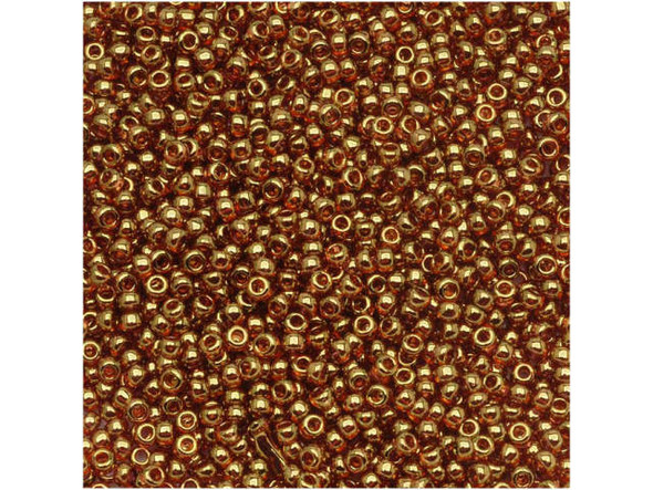 TOHO Glass Seed Bead, Size 15, 1.5mm, Gold-Lustered Transparent Pink (Tube)