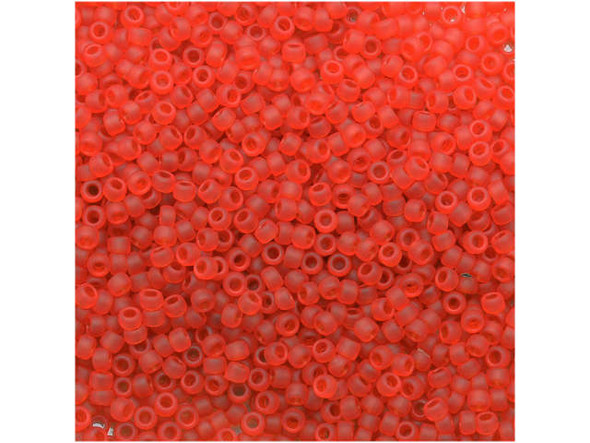 TOHO Glass Seed Bead, Size 15, 1.5mm, Transparent-Frosted Lt Siam Ruby (Tube)