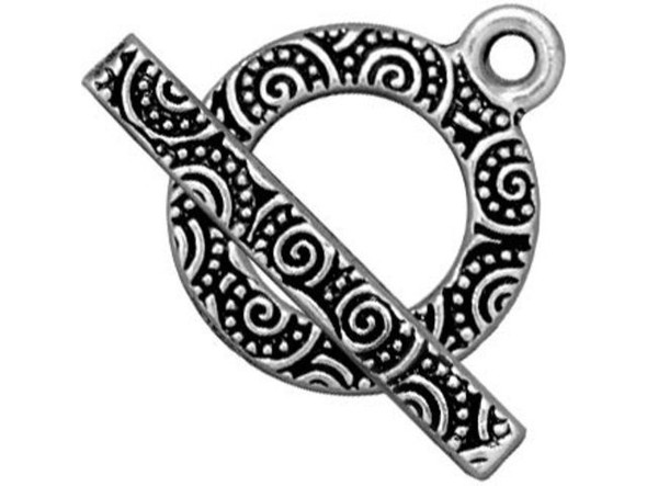 TierraCast Antiqued Silver Plated Toggle Clasp, Round Spiral (Each)