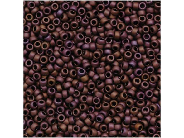 TOHO Glass Seed Bead, Size 15, 1.5mm, Matte-Color Mauve Mocha (Tube)