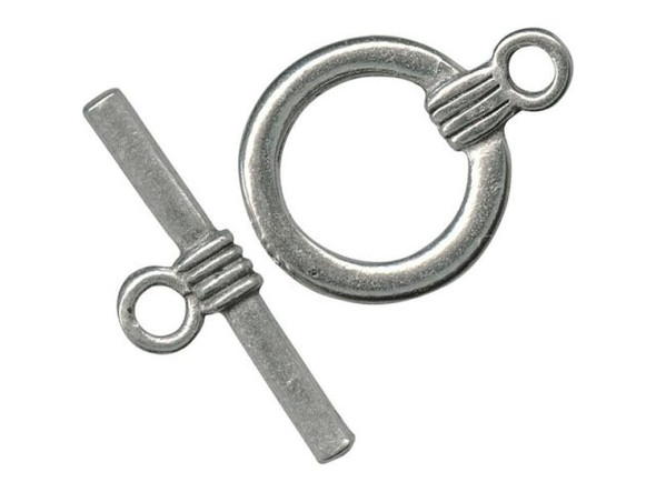   These bar and ring sets can be clasped with one hand making  them ideal for bracelets and watches.    Please note: The last few beads you put near the clasp should  be small, to make sure the bar will go all the way through  the ring (making the clasp easier to close).    Size listed is outside diameter of the ring (excluding its  loop) and the length of the bar. Price is per set, rather than per  piece.      Toggle Clasps and Bracelets    It's true! Toggles can be clasped with one hand, so they are good  for bracelets, including watch bracelets. Here's a hint to help  make sure no one loses one of your creations: When using toggle  clasps for bracelets, the bracelet must fit the customer fairly  well. If the bracelet is too loose, a short toggle bar might wiggle  itself out of its loop. Longer bars can help solve the  problem, but won't eliminate it. To size your bracelets to your  customers' wrists you might want to use a few chain links at the  end, between the clasp and the last beads. Then you can remove or  add links at the time of sale. Or if you really have a good thing  going, make 6.5", 7", and 8" versions of your best-selling patterns  and colors of bracelets.  See Related Products links (below) for similar items and additional jewelry-making supplies that are often used with this item.