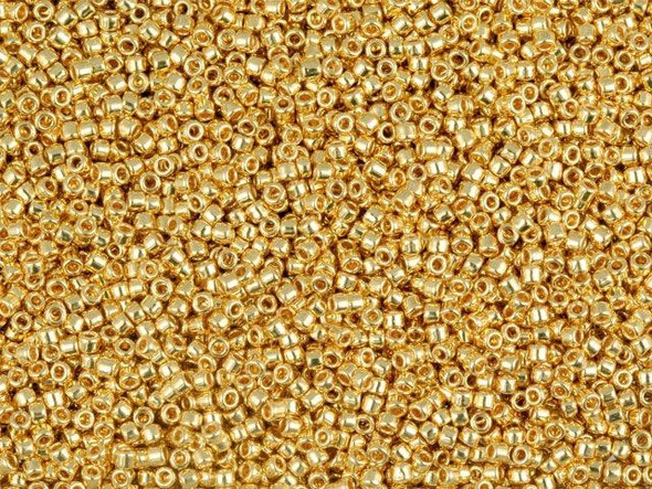 TOHO Glass Seed Bead, Size 15, 1.5mm, Metallic 24K Gold Plated (Tube)