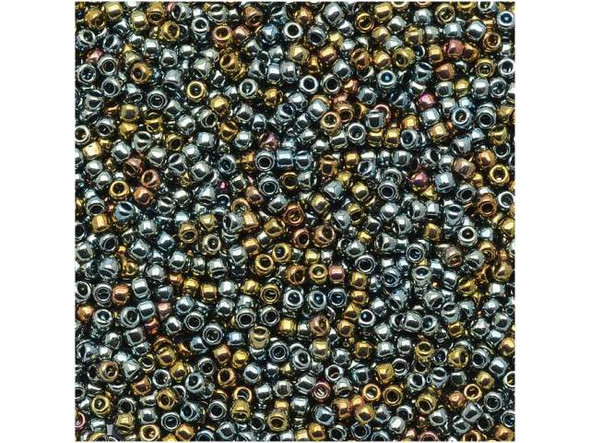 TOHO Glass Seed Bead, Size 15, 1.5mm, Galvanized Blue Gold (Tube)