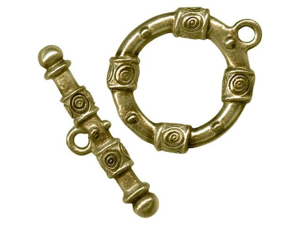 Antiqued Bronze Plated Toggle Clasp, Cast, Fancy (Each)