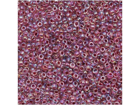 TOHO Glass Seed Bead, Size 15, 1.5mm, Inside-Color Rainbow Crystal/Strawberry-Lined (Tube)