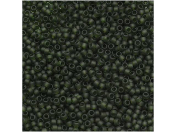 TOHO Glass Seed Bead, Size 15, 1.5mm, Transparent-Frosted Olivine (Tube)