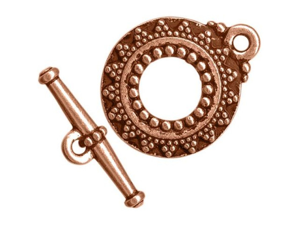TierraCast Antiqued Copper Plated Toggle Clasp, Cast, Bali Style (Each)