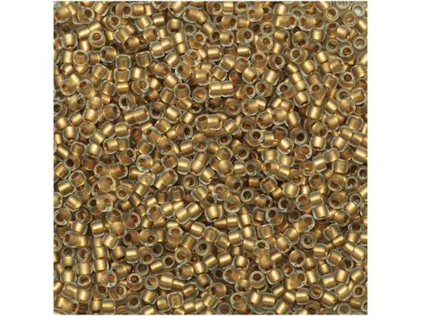 TOHO Glass Seed Bead, Size 15, 1.5mm, Gold-Lined Frosted Crystal (Tube)