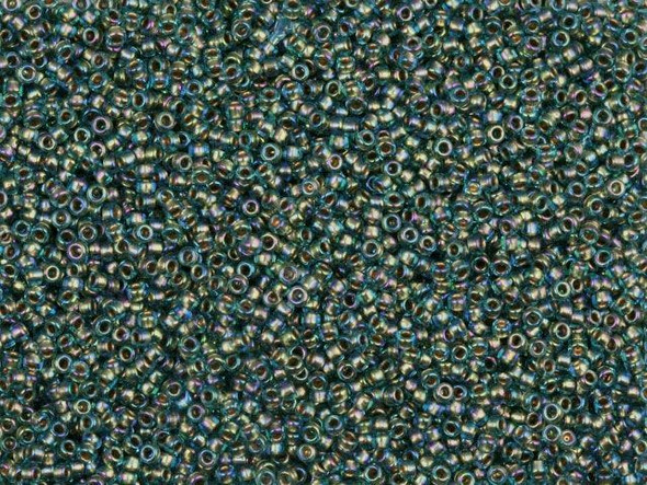 TOHO Glass Seed Bead, Size 15, 1.5mm, Gold-Lined Rainbow Aqua (Tube)