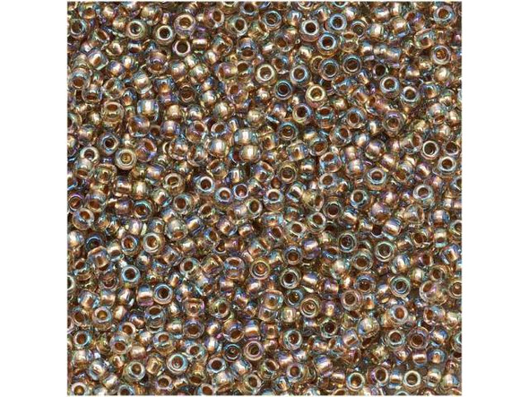 TOHO Glass Seed Bead, Size 15, 1.5mm, Gold-Lined Rainbow Crystal (Tube)