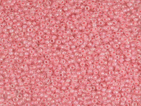 TOHO Glass Seed Bead, Size 15, 1.5mm, Inside-Color Rainbow Crystal/Salmon-Lined (Tube)