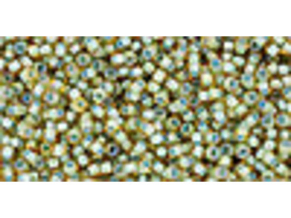 TOHO Glass Seed Bead, Size 15, 1.5mm, Inside-Color Rainbow Lt Topaz/Sea Foam-Lined (Tube)
