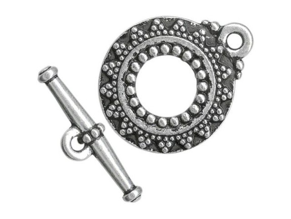TierraCast Antiqued Silver Plated Toggle Clasp, Cast, Bali Style (Each)